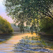 David Bottini, "Peaceful (Potomac) Sunrise", 14" x 18”, acrylic on canvas