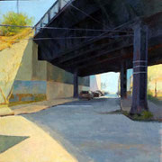  Robert Sampson, "Rail Park", 24” x 24”, oil on canvas on panel