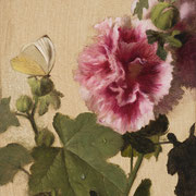 Carlo Russo, "Hollyhock", 5" x 7", oil/panel