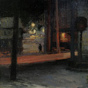 Robert Heilman, "Night Alleys", 5” x 5”, oil on paper