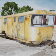 Robert Waddington, "Yellow Spartan Trailer Home", 8" x 10", watercolor