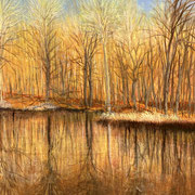 David Bottini, "Gold and Orange Reflections", 10” x 8”, acrylic on canvas