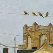 Nicole Maye Luga, "Birds Over Summerfield", 4" x 6", oil on panel