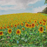 Fred Danziger, “Sunflower Hill”, 9" x 12", oil