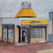 Shushana Rucker, "Camden Restaurant", oil on panel, 4” x 4”