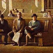 Rick Buttari, "Train Station Waiting Room", 12 3/4” x 22 3/8”, oil on mounted canvas