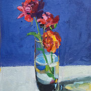 Kate Kern Mundie, "Roses in a Glass", oil on panel, 12" x 9"
