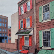 Shushana Rucker, "Elfreth’s Alley", oil on panel, 20” x 16”