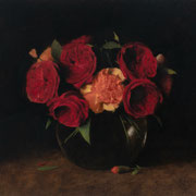 Carlo Russo, "Red Roses", 13" x 14", oil/linen