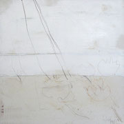 Öl, Grafit auf Leinwand, 40 x 40 cm (Spuren vom Grund der Oder)