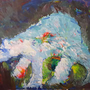 Quadrupédie ursidée acrylique sur toile 114x146cm