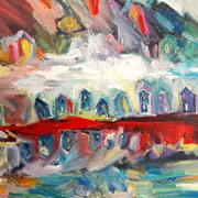 "La rue principale", Les ensauvagées, acrylique sur toile 38x46cm