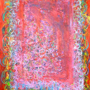 Jardin Grand tapis, Acrylique sur papier Lana 650g, 150x100cm