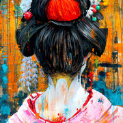 LA GEISHA - 116 X 89 CM - ACRYLIQUE SUR TOILE - 1500 €