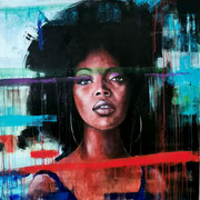 " Black Girl " - HUILE SUR TOILE 120 X 100 CM - 900 €