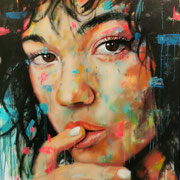SUR LE BOUT DES LÈVRES - 61 X 100 CM - ACRYLIQUE SUR TOILE - 900 €