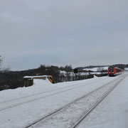 RE nach Dresden auf der Elstertalbrücke Januar 2011