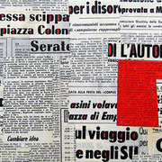 "quotidiano" esercizi. Collage di vecchi giornali su tela con inserti in acrilici cm50x20