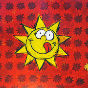 "il Sole per PizzaRio" acrilico e carboncino con inserto in foglia oro cm100x50