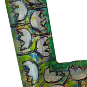 "cornice per specchio" e matita colorata su carta su legno - part. cm63x53 