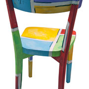 "sedie per l'Estate" (a) acrilici con tratto a matita e carboncino su legno