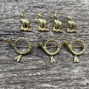 Gams und Jagdhorn aus 750er Gelbgold