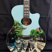 Davide Ricchetti: "Abbey Raod guitar", airbrush on acoustic guitar (Yamaha J45), 2020