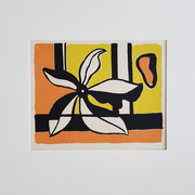 FERNAND LÉGER, Langblättrige Blüte (Fleur sur fond orange et jaune), Original Farblithografie, n.sign., Catalogue raisonné Saphire E12 after Leger, 1954, Aufl. 715/1000, 38 x 56 cm