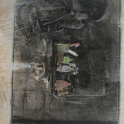 Erste Naßrasur, 2014, Pappel Mixed Media, ca. 65 x 49 x 3 cm