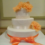 pastel boda coral naranja