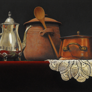 Still Life with Pot, Oil on Canvas, 16"x22. Original available.