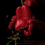 Peppers, Oil on Board, 8"x10". Original available.