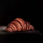 Croissant, Oil on Board, 8"x10". Original available.