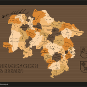 Bundesländer 'Niedersachsen & Bremen' (Ansicht als Vektorgrafik)