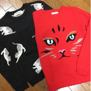 [Kuroneko no Instagram] 02/10/2016 Hoje está muito frio ~ ! Mas tenho minha malha de gato nya🐱💦 O lado direito tem vagamente a lembrança de Osaka, fica  bonita quando combinada com boina😆 Bem, hoje é dia de #NekomanmaRadio 📻 aqueça-se enquanto escuta.