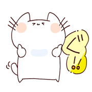 両手をサムズアップしてぐ！！とリアクションをとる白い猫にゃーしろ