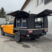 Festaufbau auf Ford Ranger Pickup mit Innenausbau von Sortimo und Eurobox-Auszügen von PEPEC