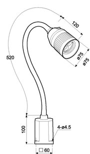 Technische Zeichnung LED Flexarmleuchten Basic
