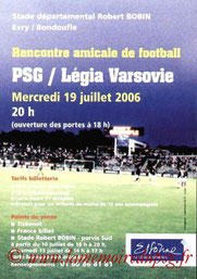 Affichette  PSG-Legia Varsovie  2006-07