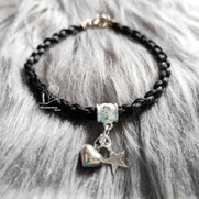 Pferdehaar Armband mit Herzperle und Charms