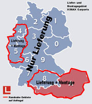 Liefer- + Montagegebiet Alucarports