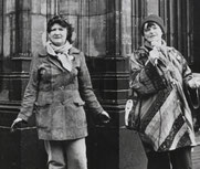 Maria Mies mit Zita Termeer bei einer Pflanzaktion vor dem Kölner Dom, 1983, © Köfge