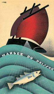 Pierre Péron, Mangez du poisson, 1937, gouache sur papier, collection particulière.© DR.