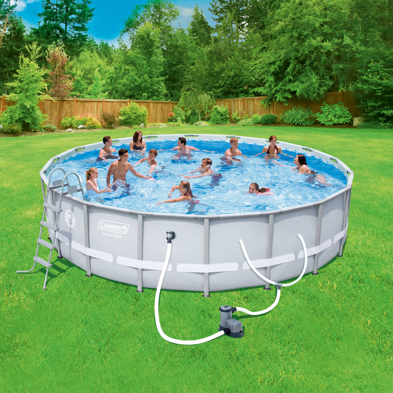 INTEX Juego de piscina con marco de metal de 15 pies por 48 pulgadas