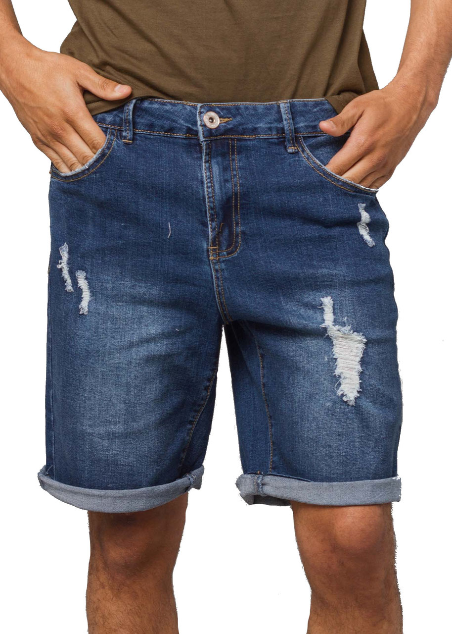 Bermuda Jeans Hellblau Hose Denim Herren Shorts Zerissen Bermuda Jeans Hellblau Hose Denim Herren Shorts Zerissen