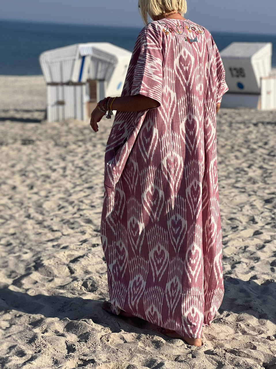 Pink - Pochampally Ikat Weave Cotton Kaftan (Medium) 34