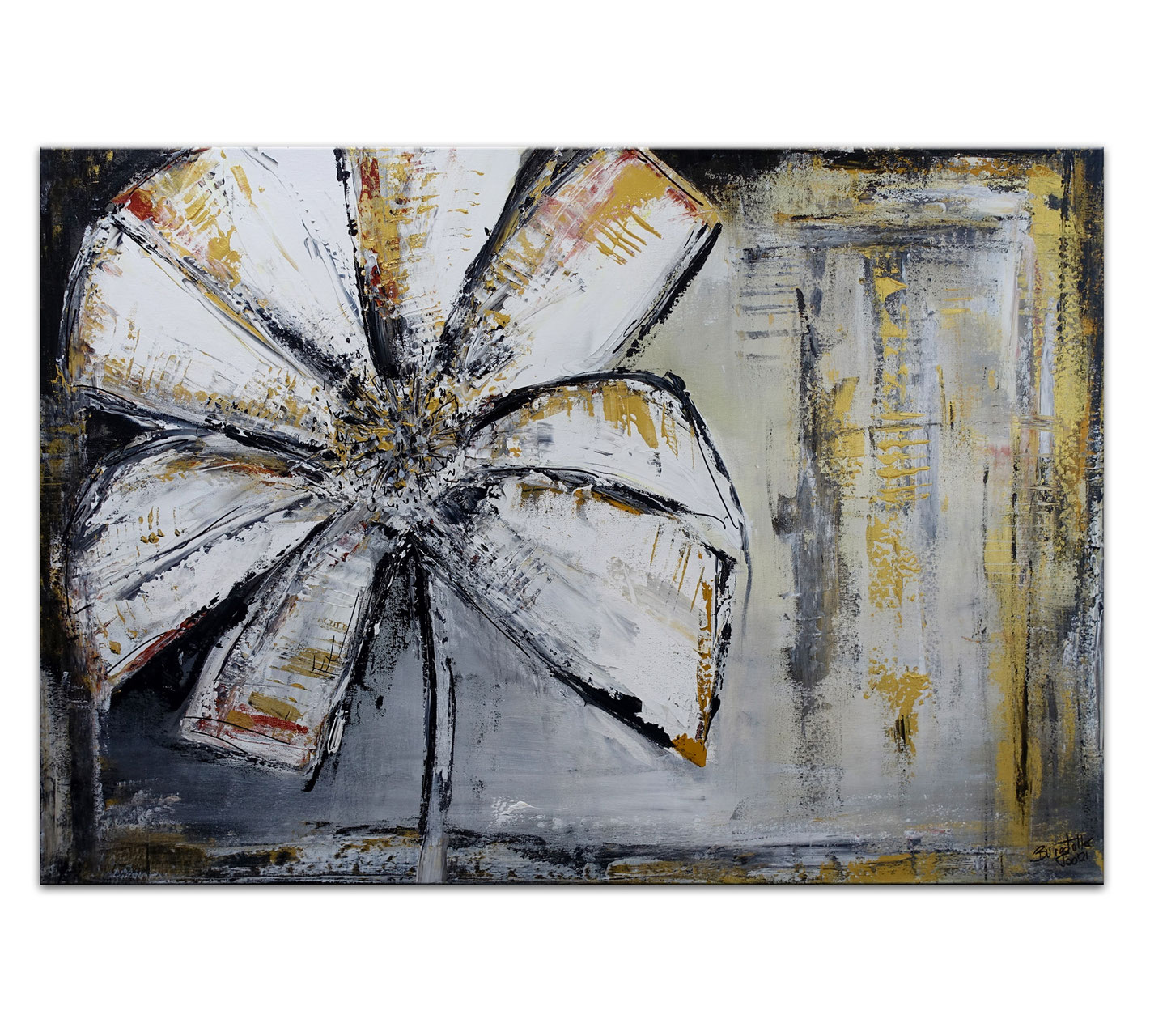 Btvu62dvqash7m Braun, schwarz, weiss, grau handgemaltes modernes wandbild. https www burgstallers art de online shop figurativ blumen blumenbild xxl malerei l