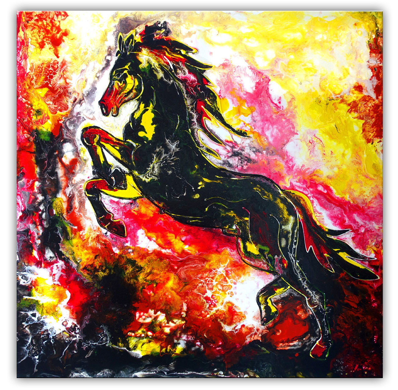 Pferdebild Pferd Gemälde Hengst abstrakt gemalt - Burgstaller