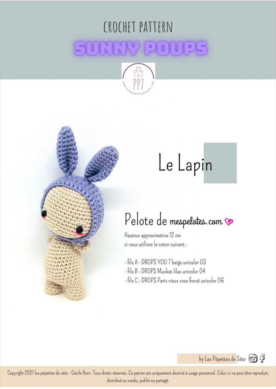 PP7 Crochet pattern - Jouet éthique tendance Doudou au crochet Made in  France Poupée Amigurumi