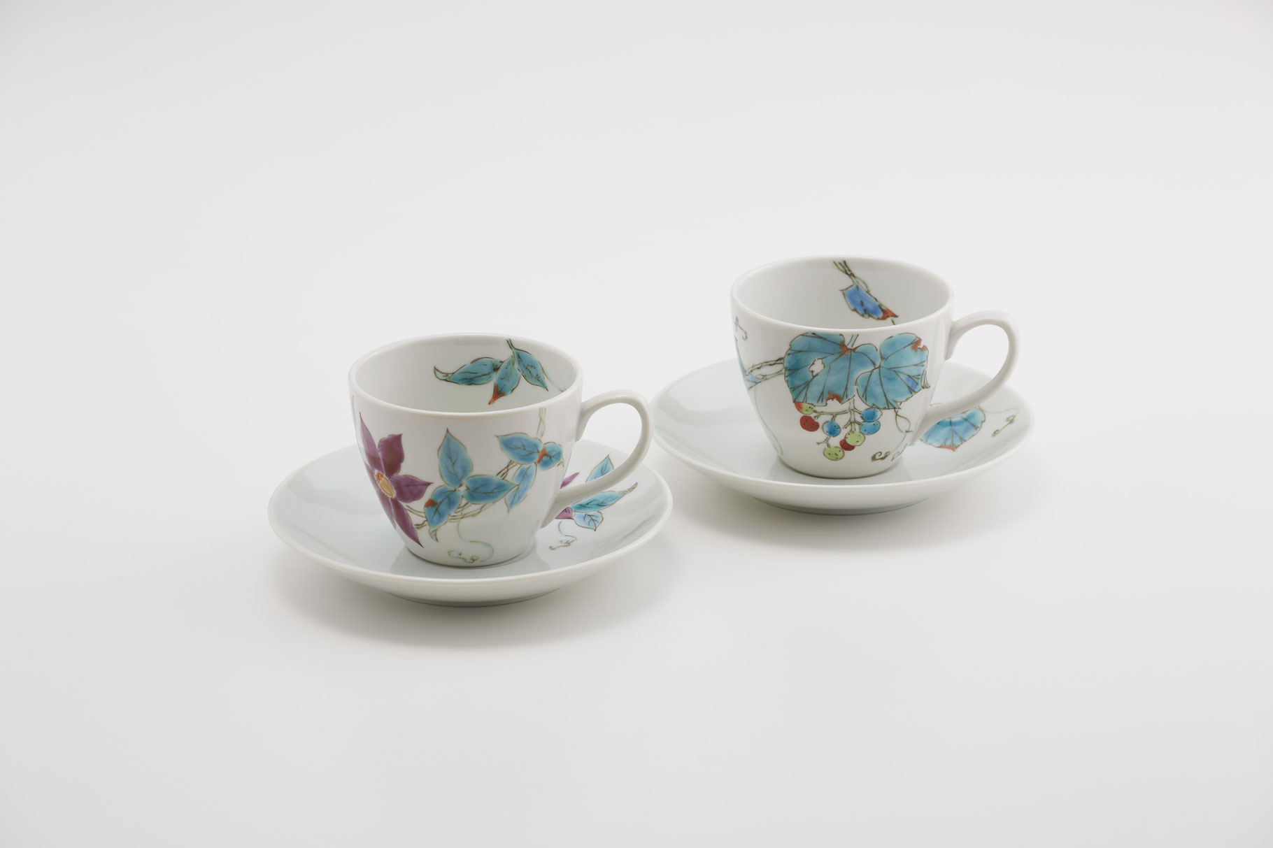 九谷焼 平野由佳 伝統工芸士 由佳 花 カップ&ソーサー 2客 レア 木箱